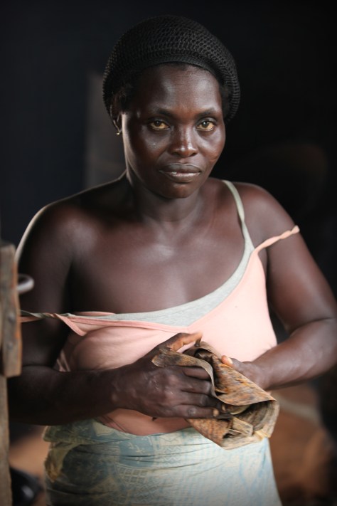 Woman works with root fibers