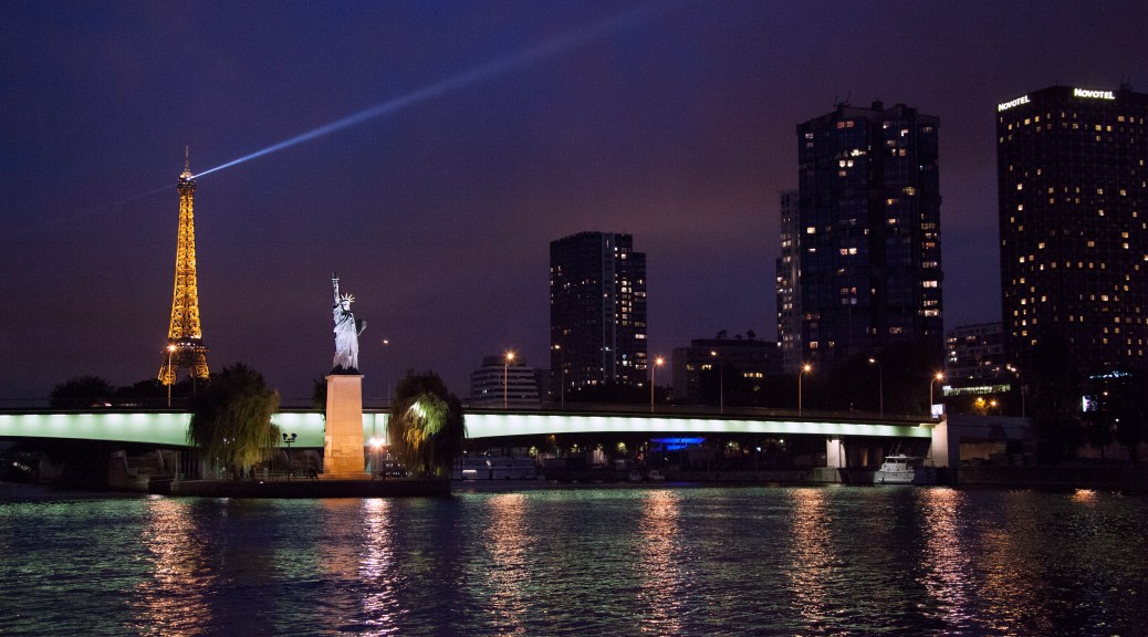 Eiffel Tower and French Statue of Liberty