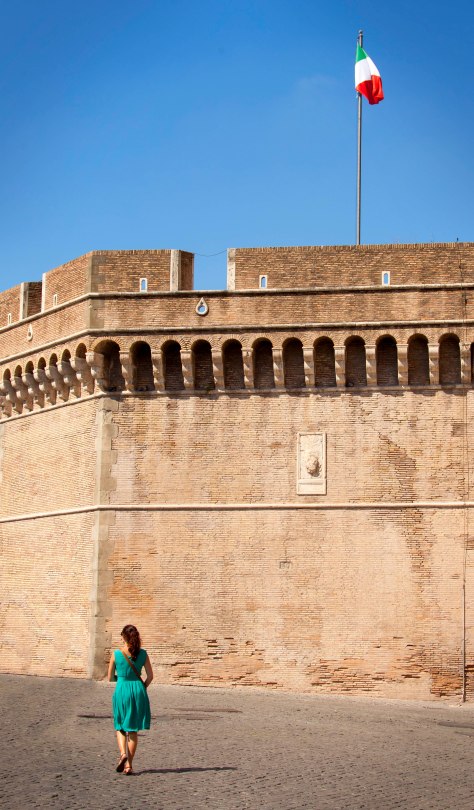 Green Dress below Italian Flag